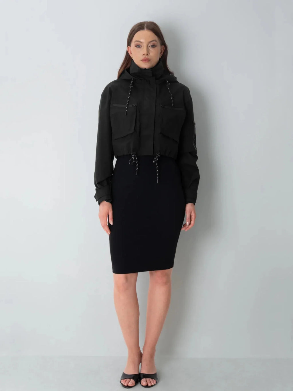 Elevated Cropped Hooded Rain Jacket