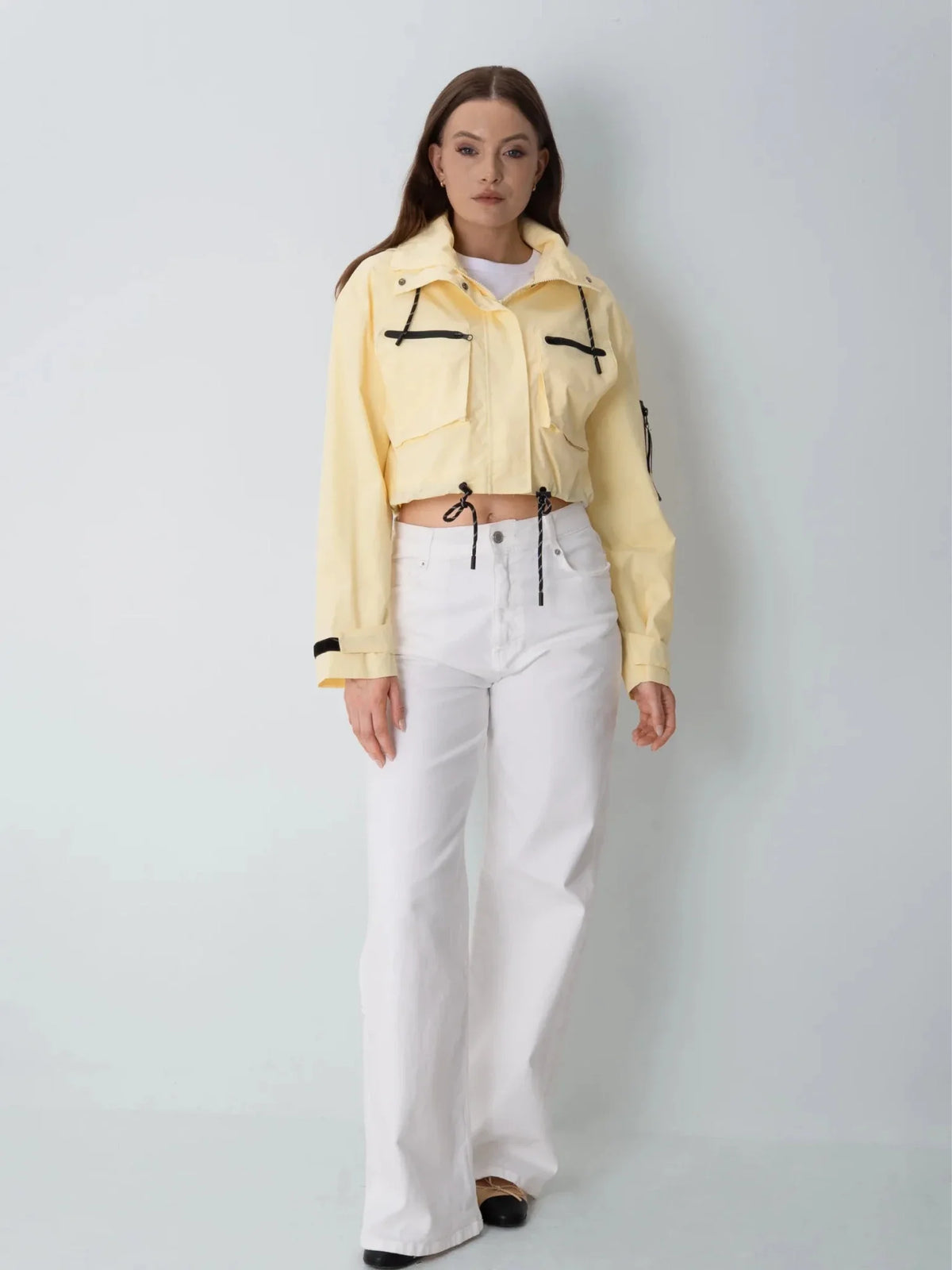 Elevated Cropped Hooded Rain Jacket