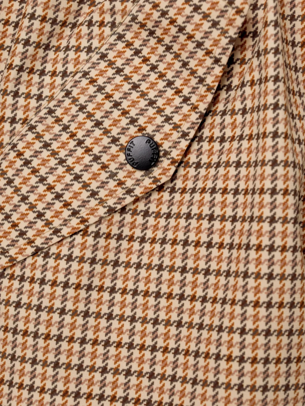 Beige Houndstooth Elevated Long Breathable Raincoat
