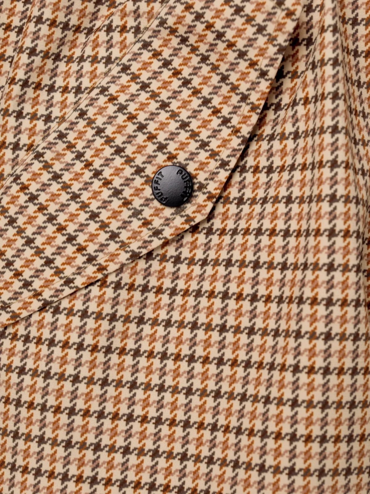 Beige Houndstooth Elevated Long Breathable Raincoat