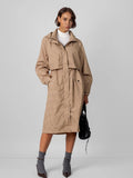 Beige Houndstooth Elevated Long Breathable Raincoat
