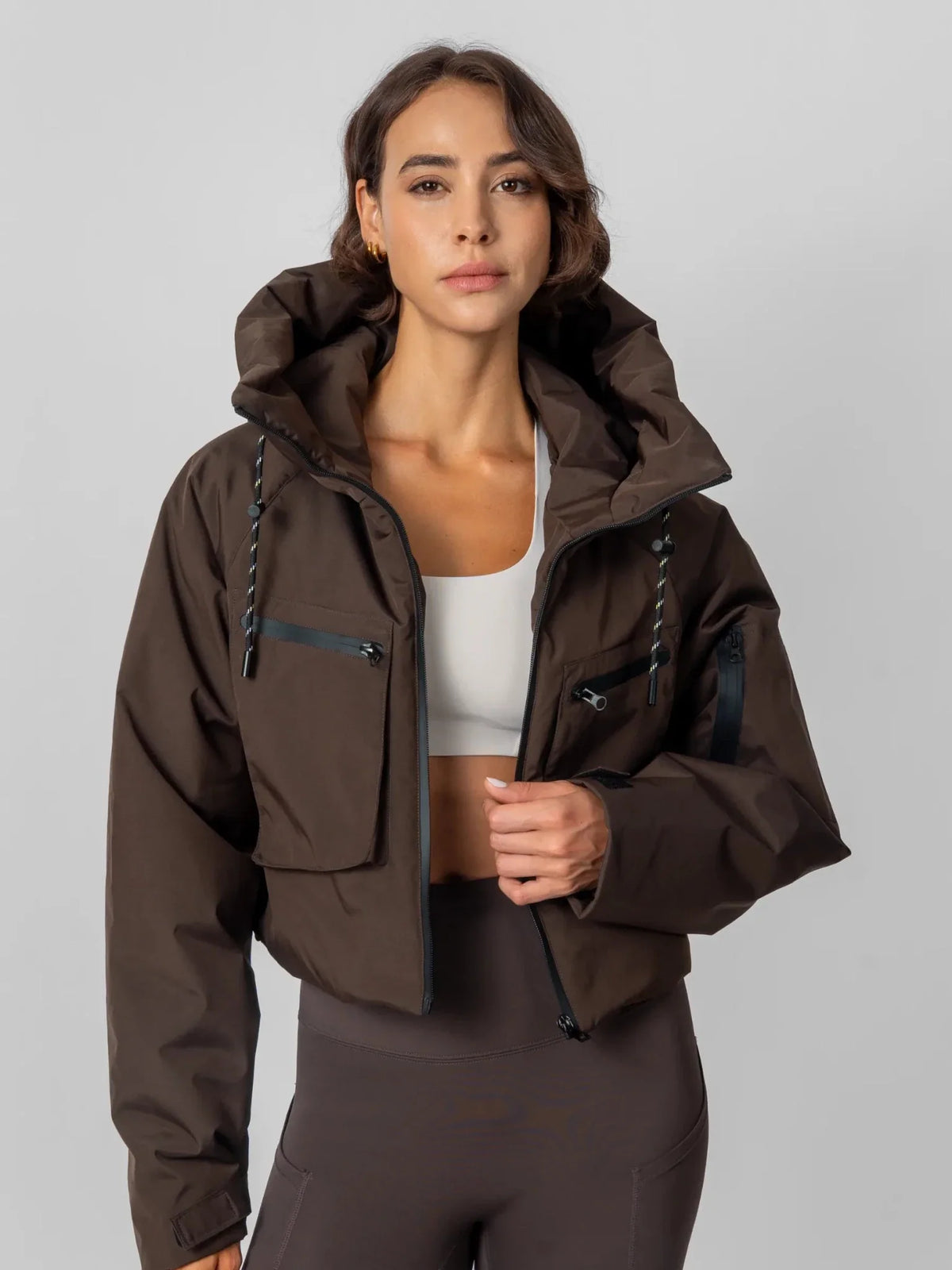 Elevated Cropped Hooded Rain Jacket