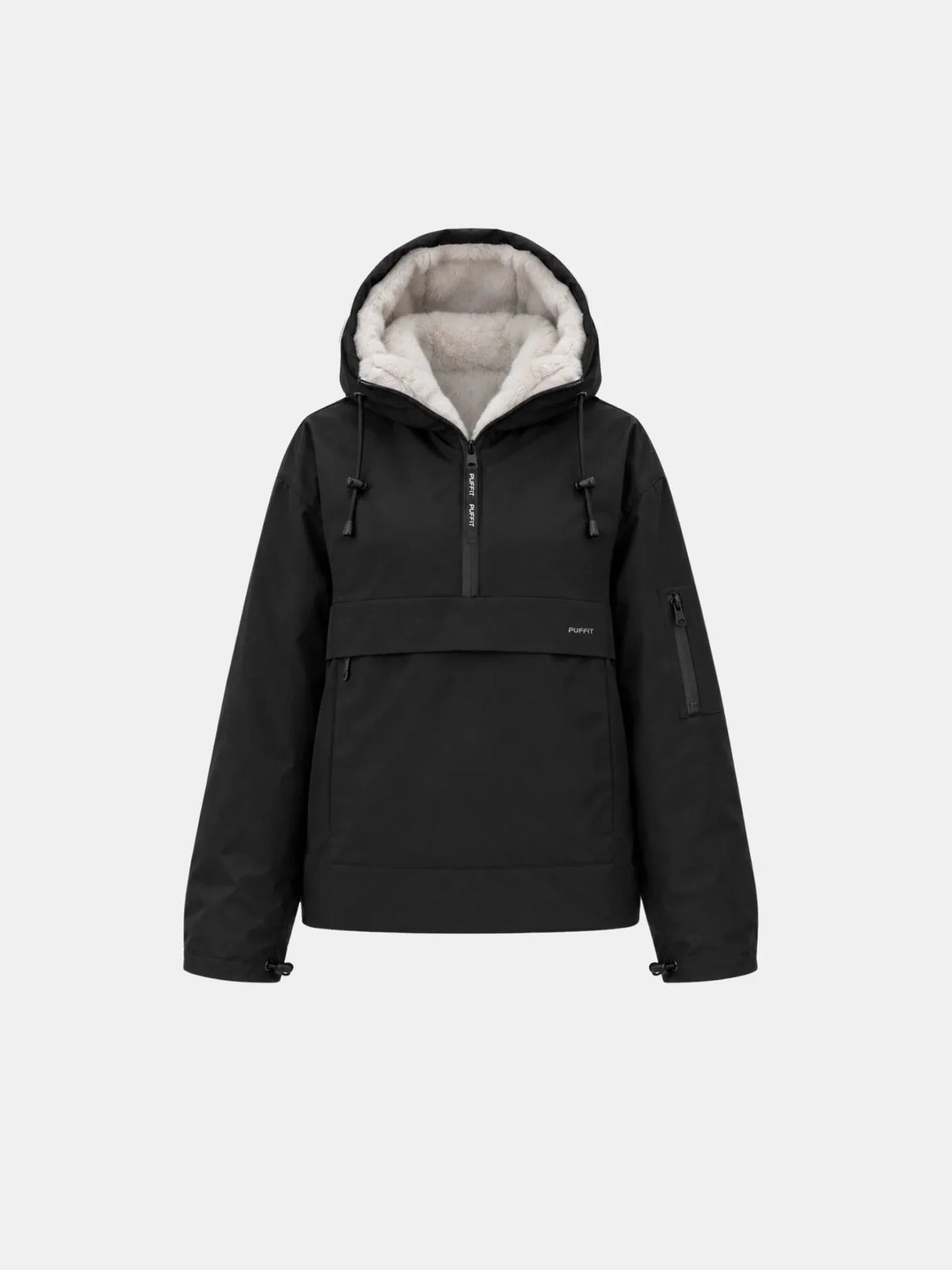 Faux Fur Lined Classic Relaxed Fit Rain Hoodie