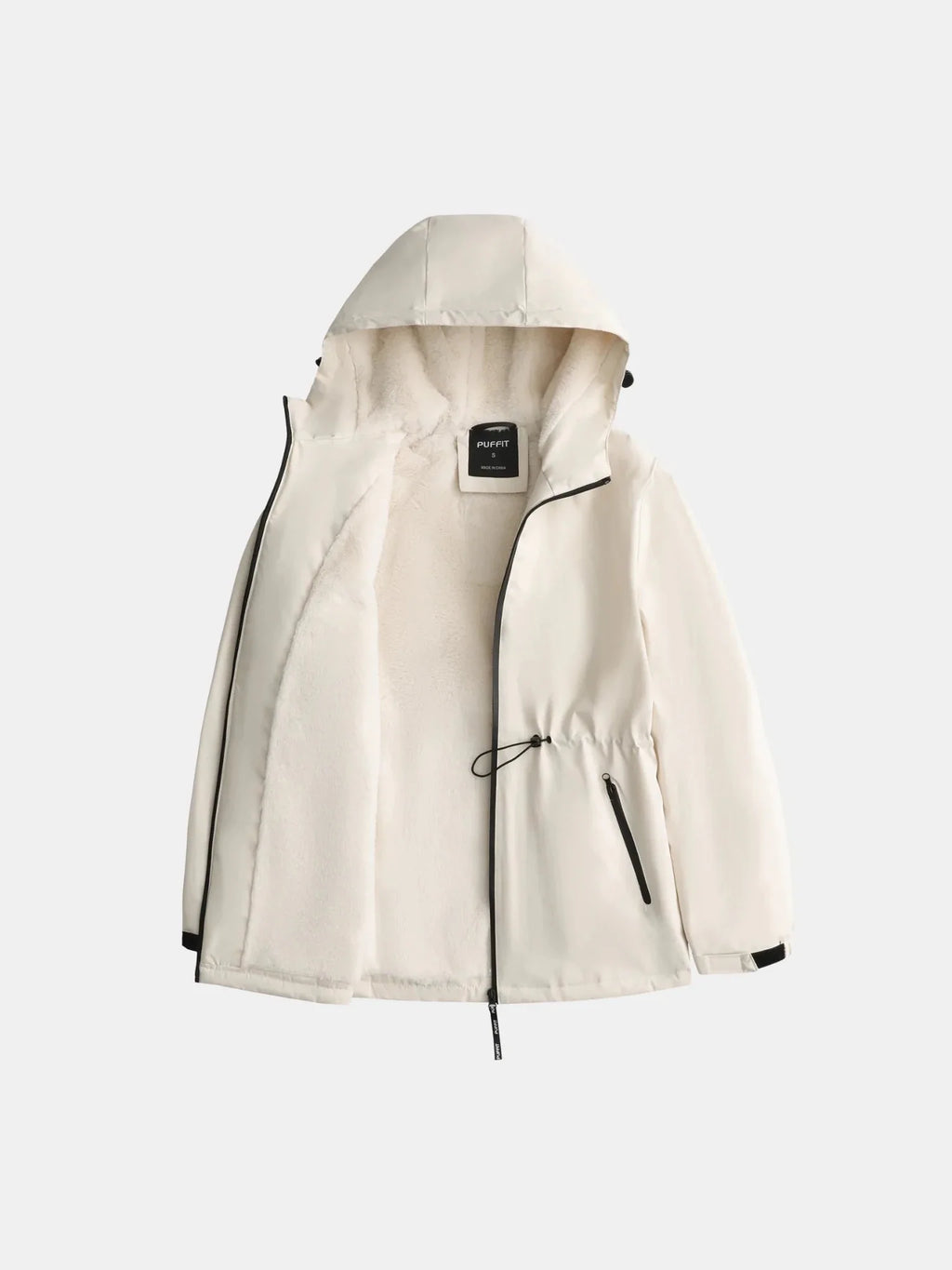 Faux Fur Lined Full Zip Rain Jacket
