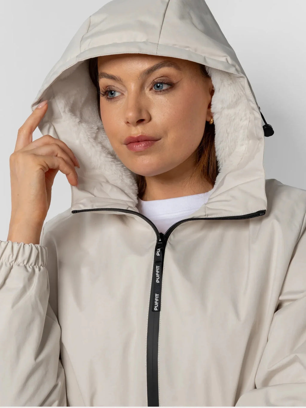 Faux Fur Lined Full Zip Rain Jacket