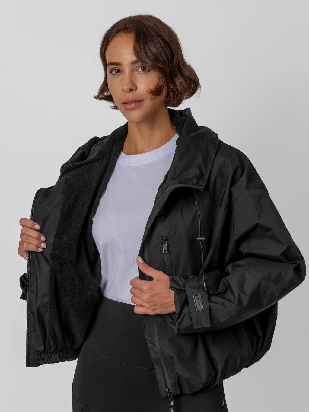 Fleece Lined One Size Short Oversized Rain Jacket