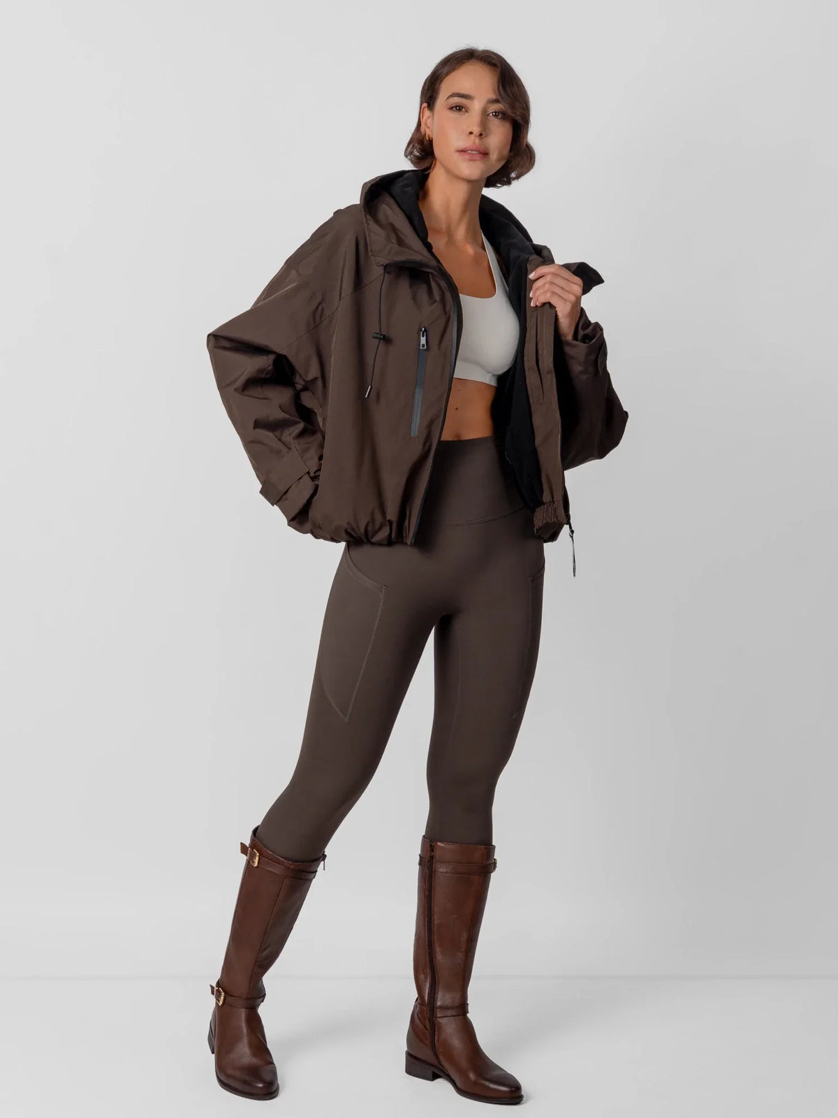 Fleece Lined One Size Short Oversized Rain Jacket