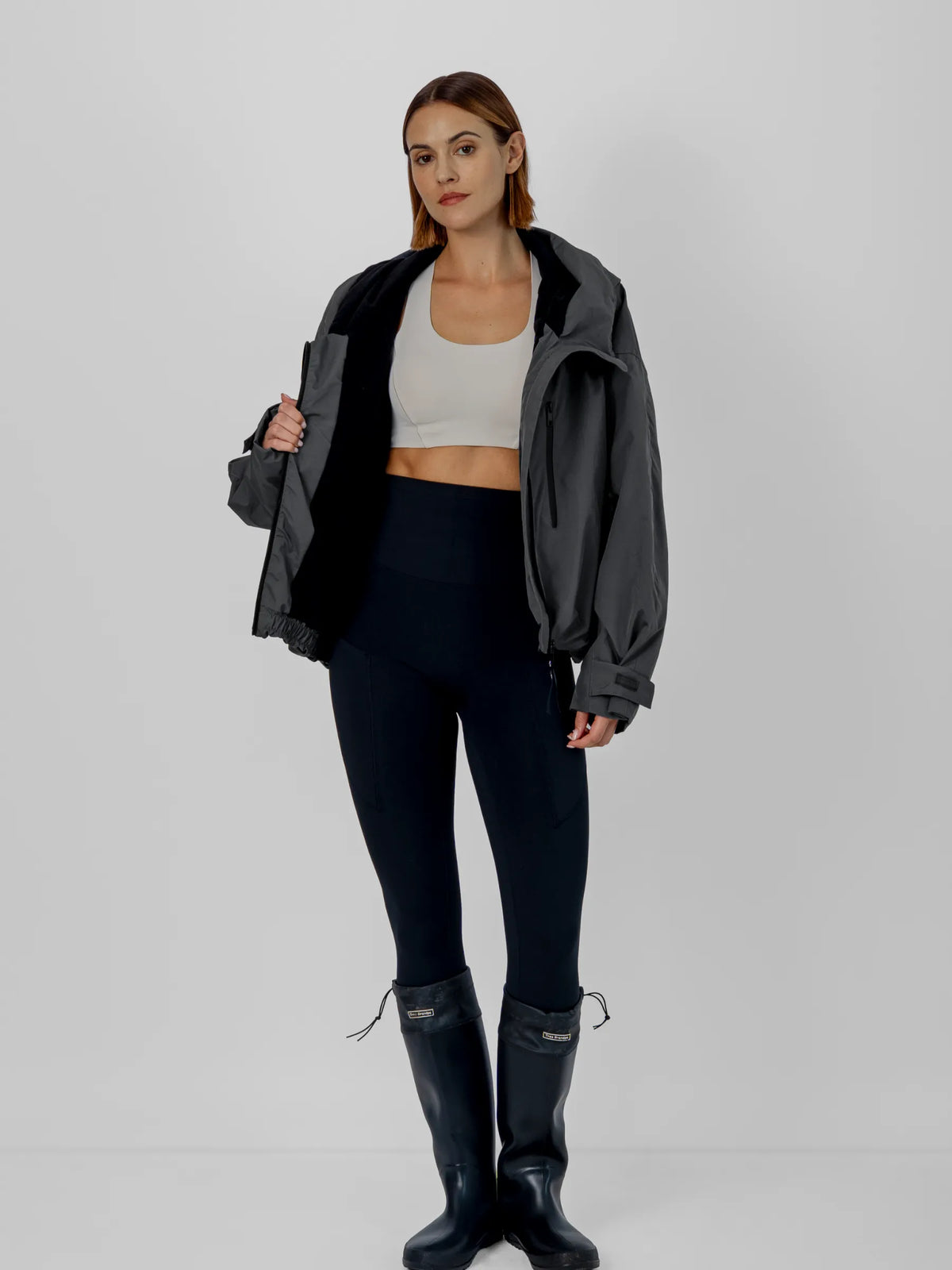 Fleece Lined One Size Short Oversized Rain Jacket