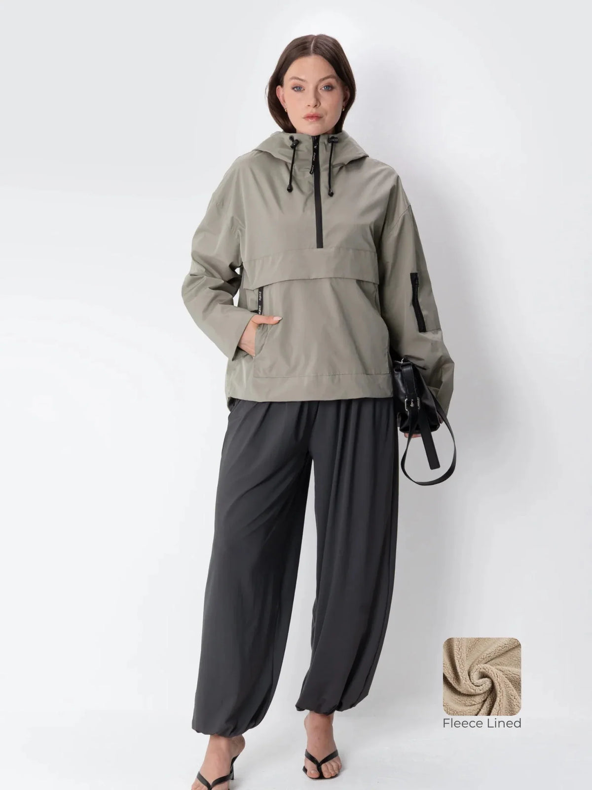 Classic Relaxed Fit Rain Hoodie - Dark Taupe