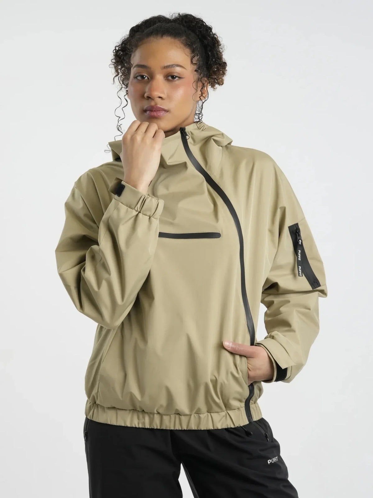 Leopard Short Asymmetric Zip Rain Hoodie