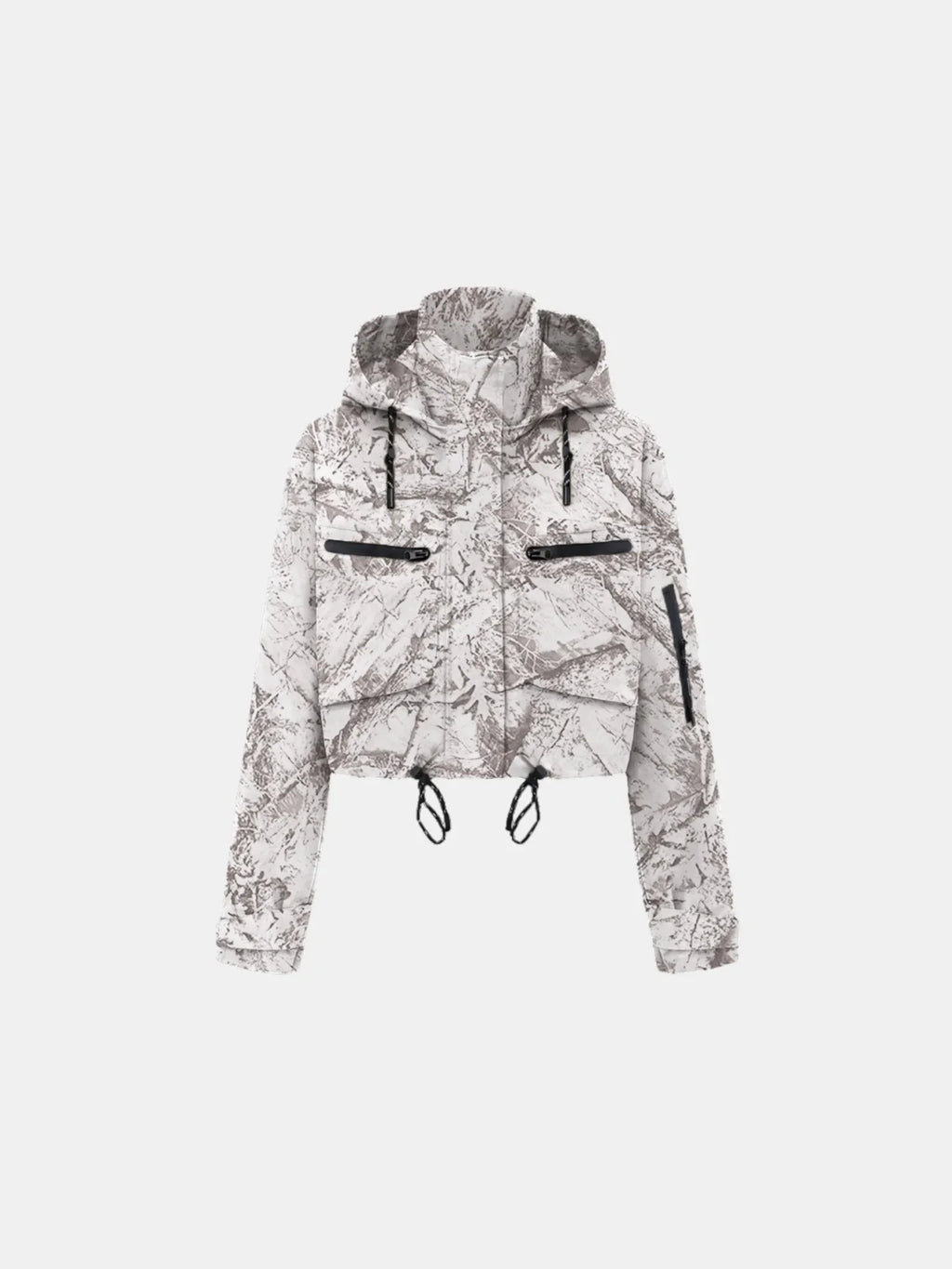 Mist Camo Cropped Detached Hooded Rain Jacket