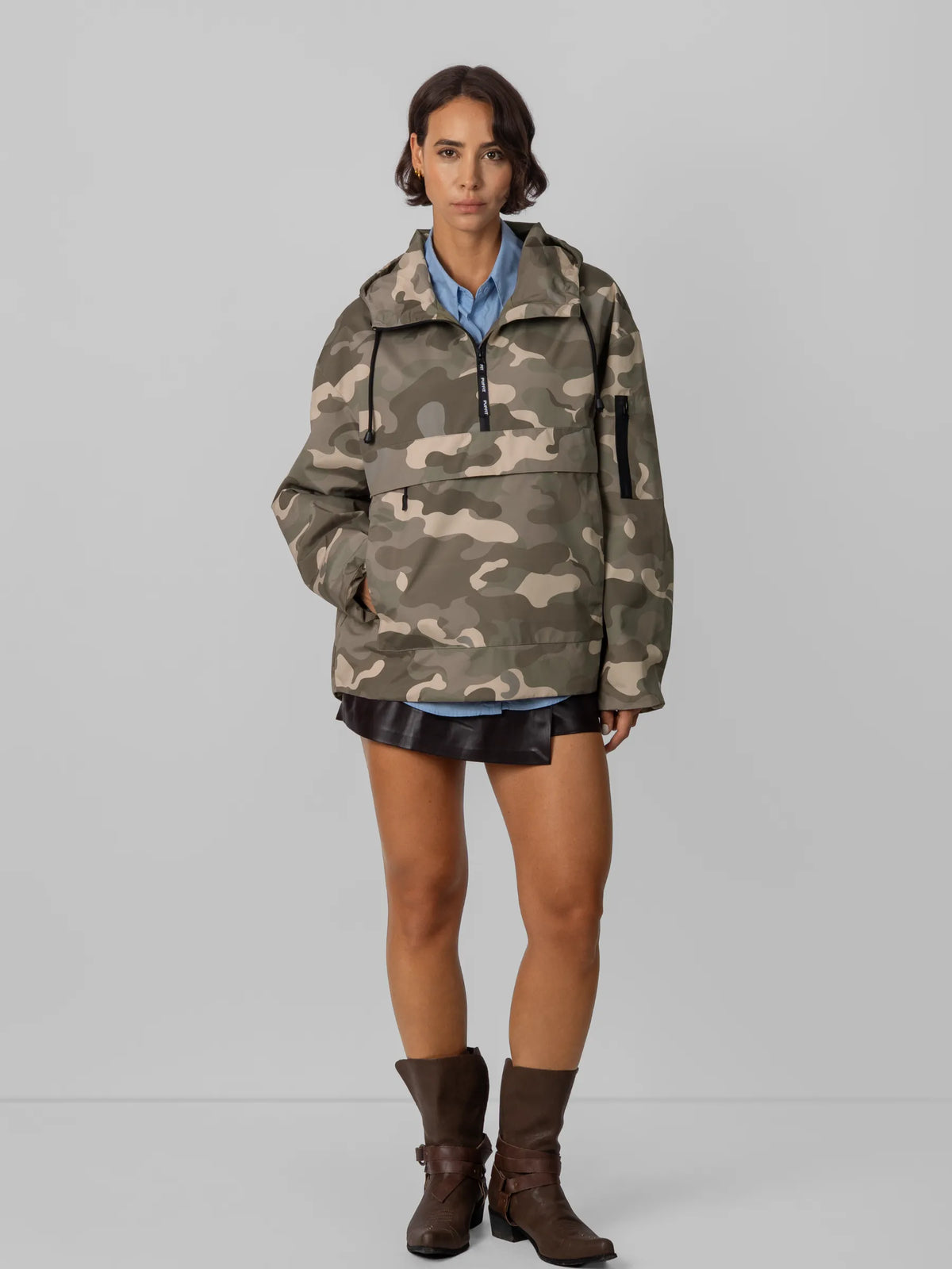 Classic Relaxed Fit Rain Hoodie - Taupe Camo