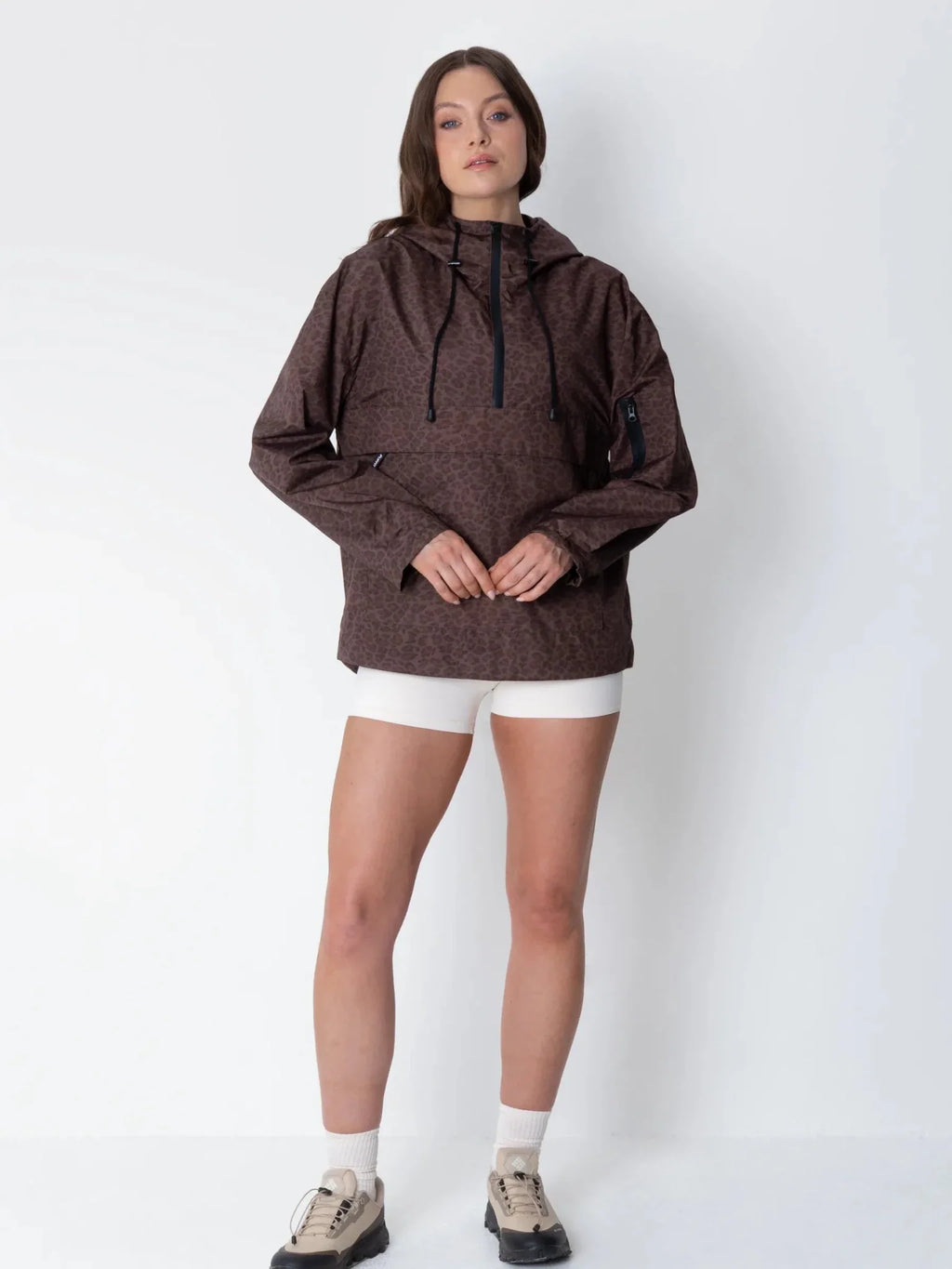 Classic Relaxed Fit Rain Hoodie - Mocha Leopard