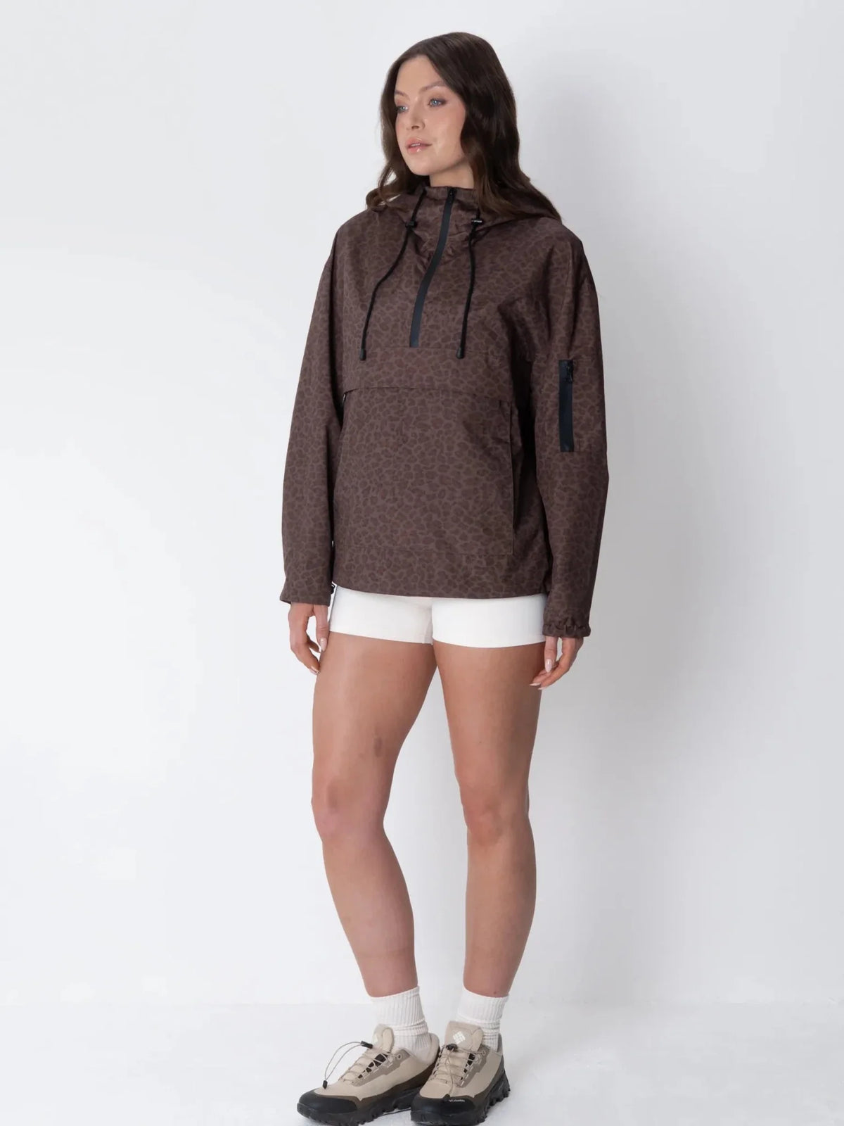 Classic Relaxed Fit Rain Hoodie - Mocha Leopard