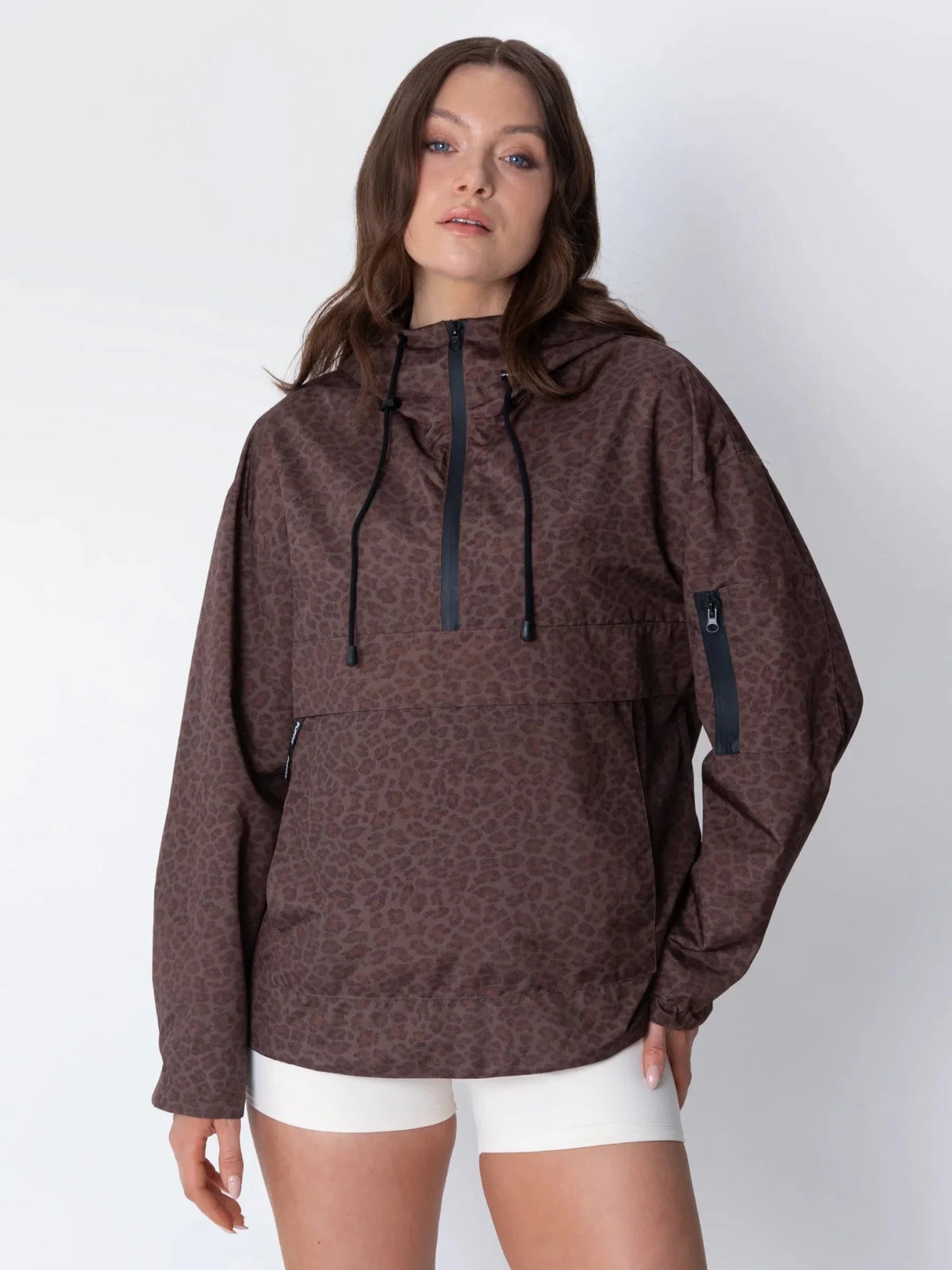 Classic Relaxed Fit Rain Hoodie - Mocha Leopard