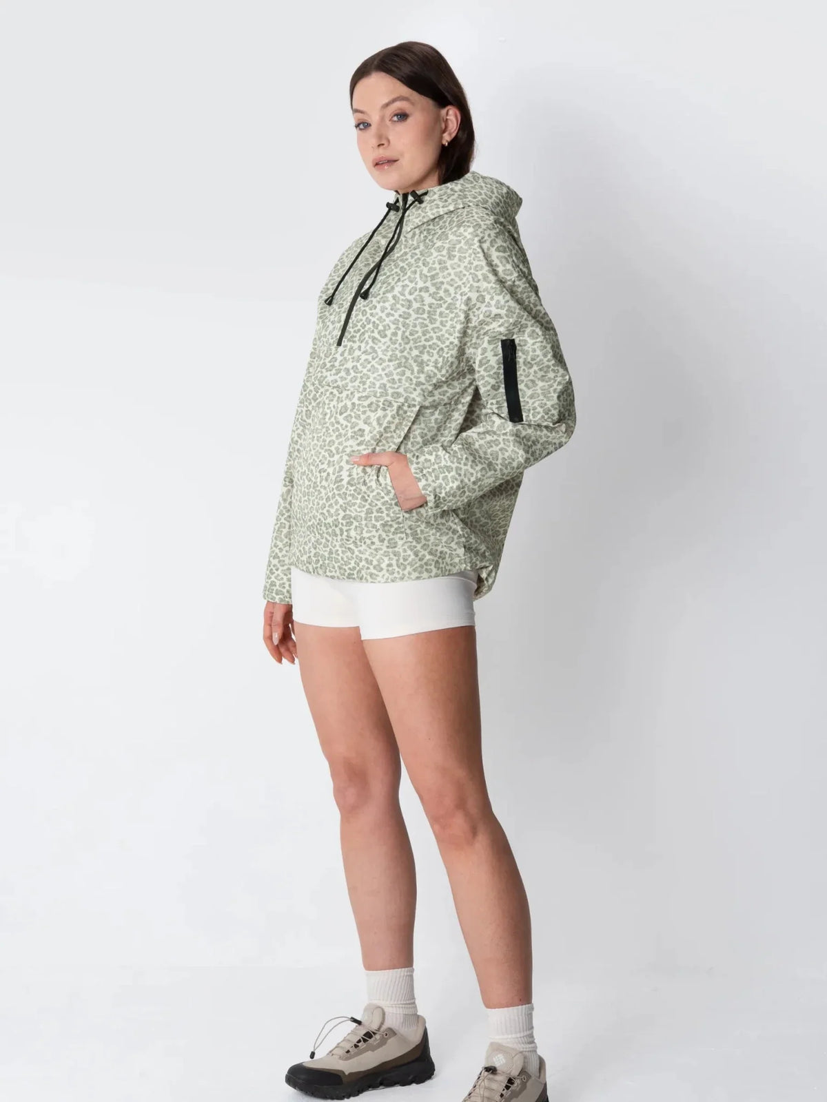 Classic Relaxed Fit Rain Hoodie - Olive Leopard
