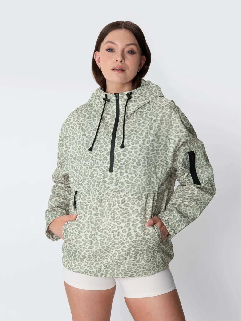 Classic Relaxed Fit Rain Hoodie - Olive Leopard
