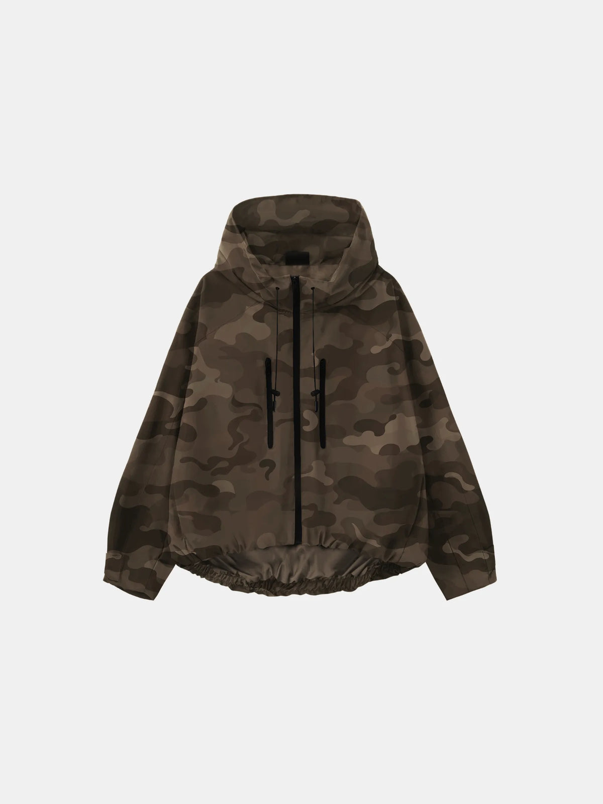 One Size Brown Camo Short Oversized Rain Jacket