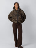 One Size Brown Camo Short Oversized Rain Jacket