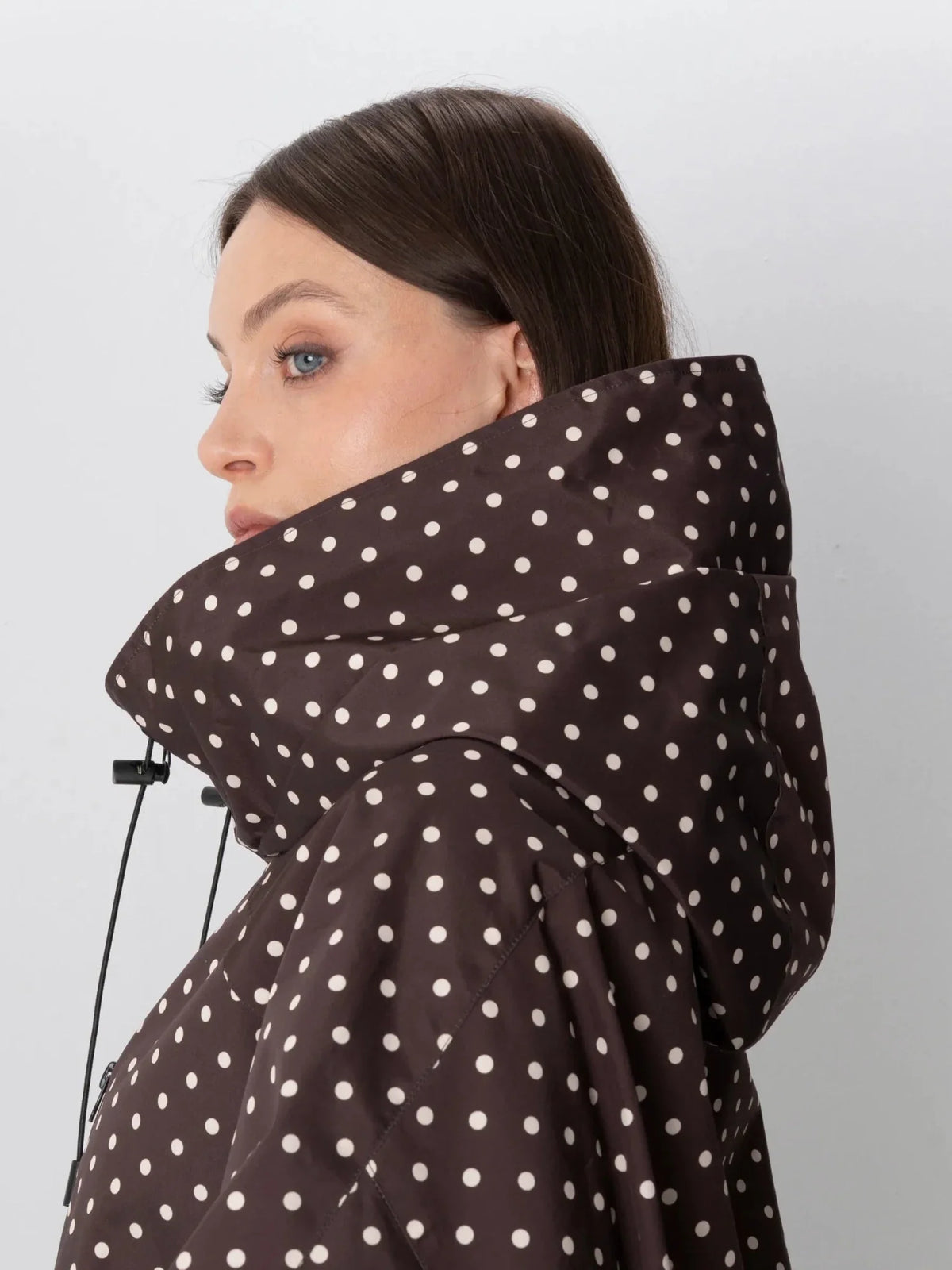 One Size Brown Dot Short Oversized Rain Jacket