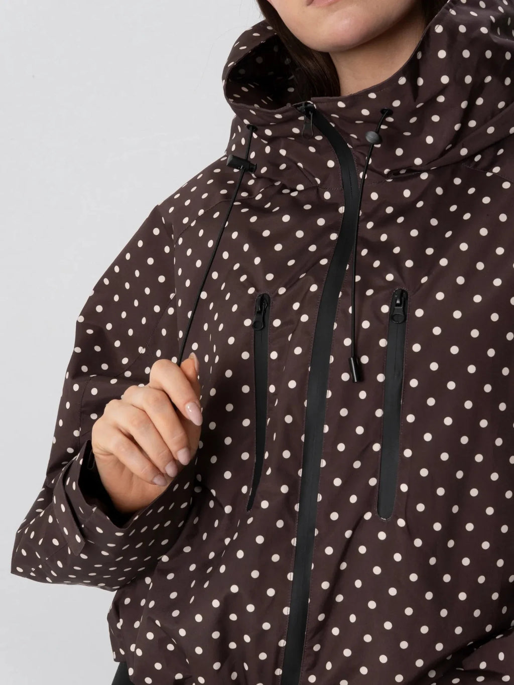 One Size Brown Dot Short Oversized Rain Jacket