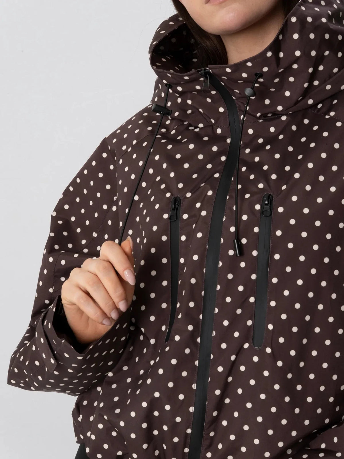 One Size Brown Dot Short Oversized Rain Jacket