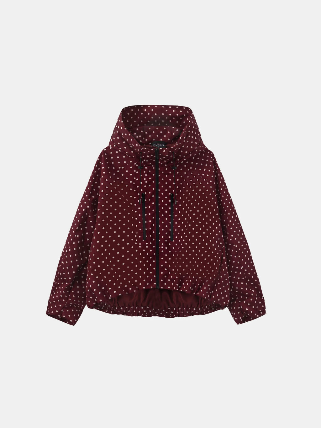 One Size Burgundy Dot Short Oversized Rain Jacket