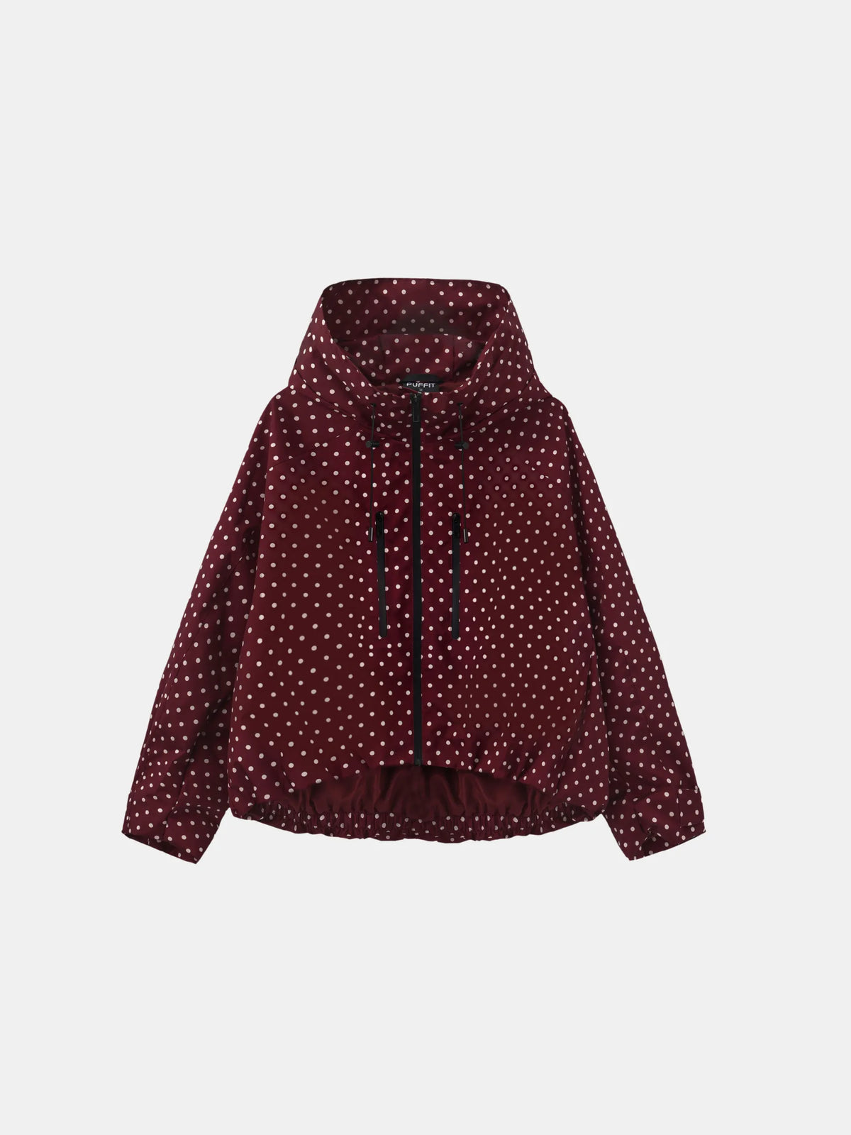 One Size Burgundy Dot Short Oversized Rain Jacket