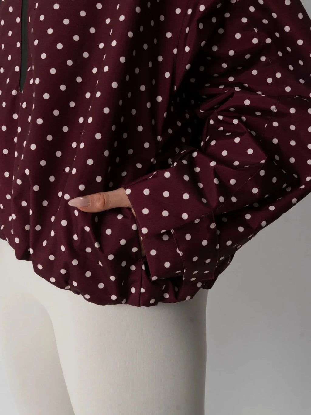 One Size Burgundy Dot Short Oversized Rain Jacket
