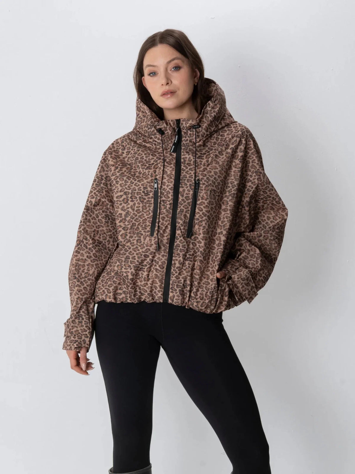 One Size Leopard Print Short Oversized Rain Jacket