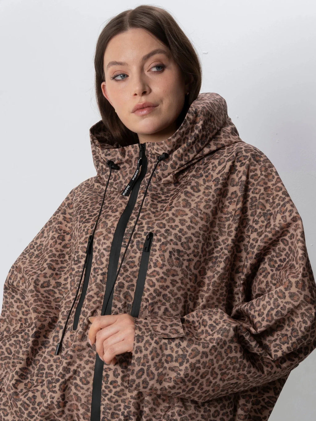 One Size Leopard Print Short Oversized Rain Jacket