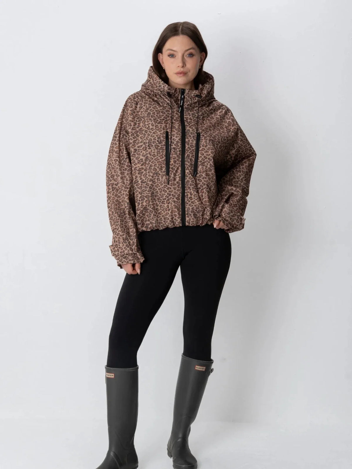 One Size Leopard Print Short Oversized Rain Jacket
