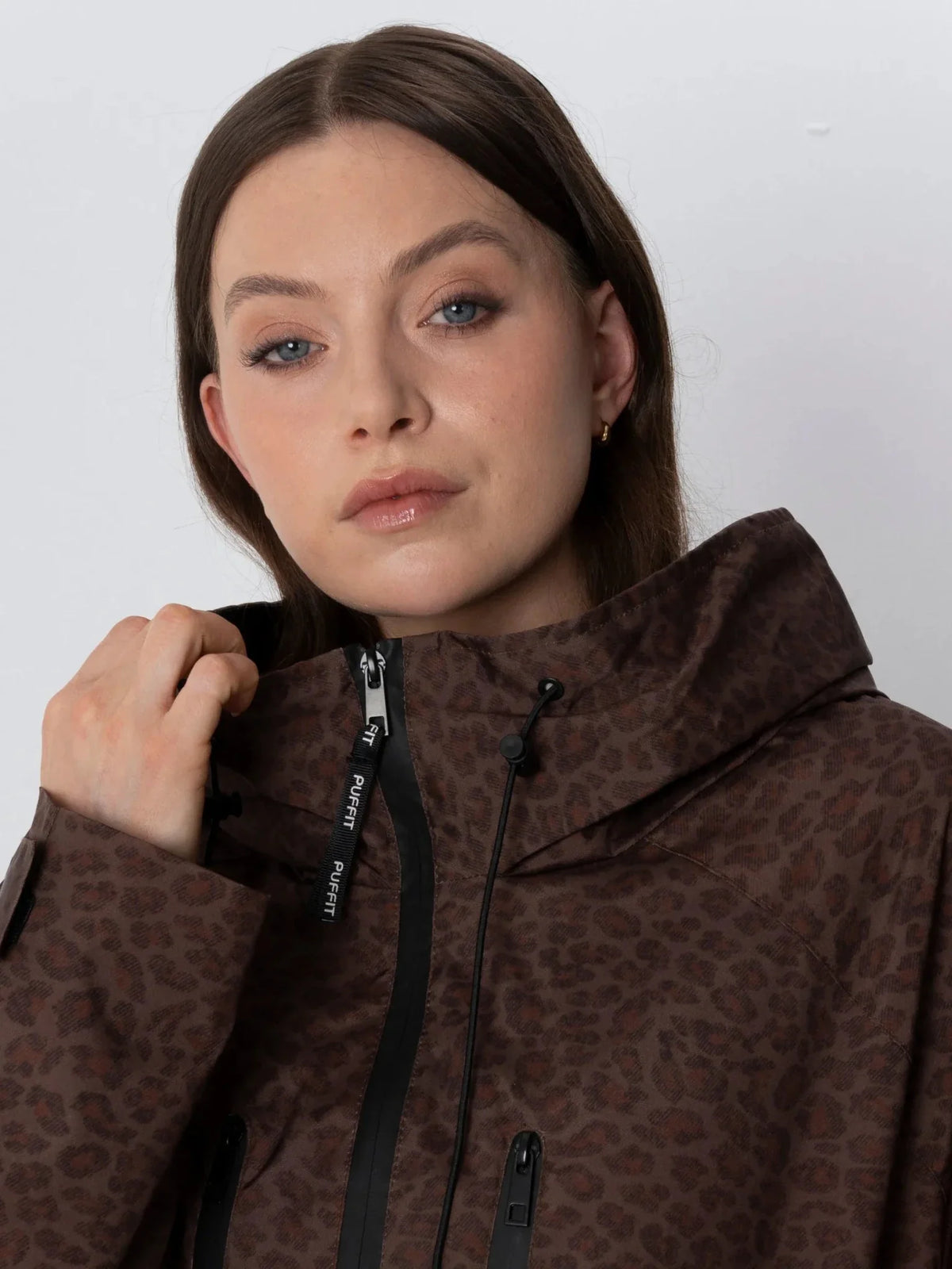 One Size Mocha Leopard Short Oversized Rain Jacket