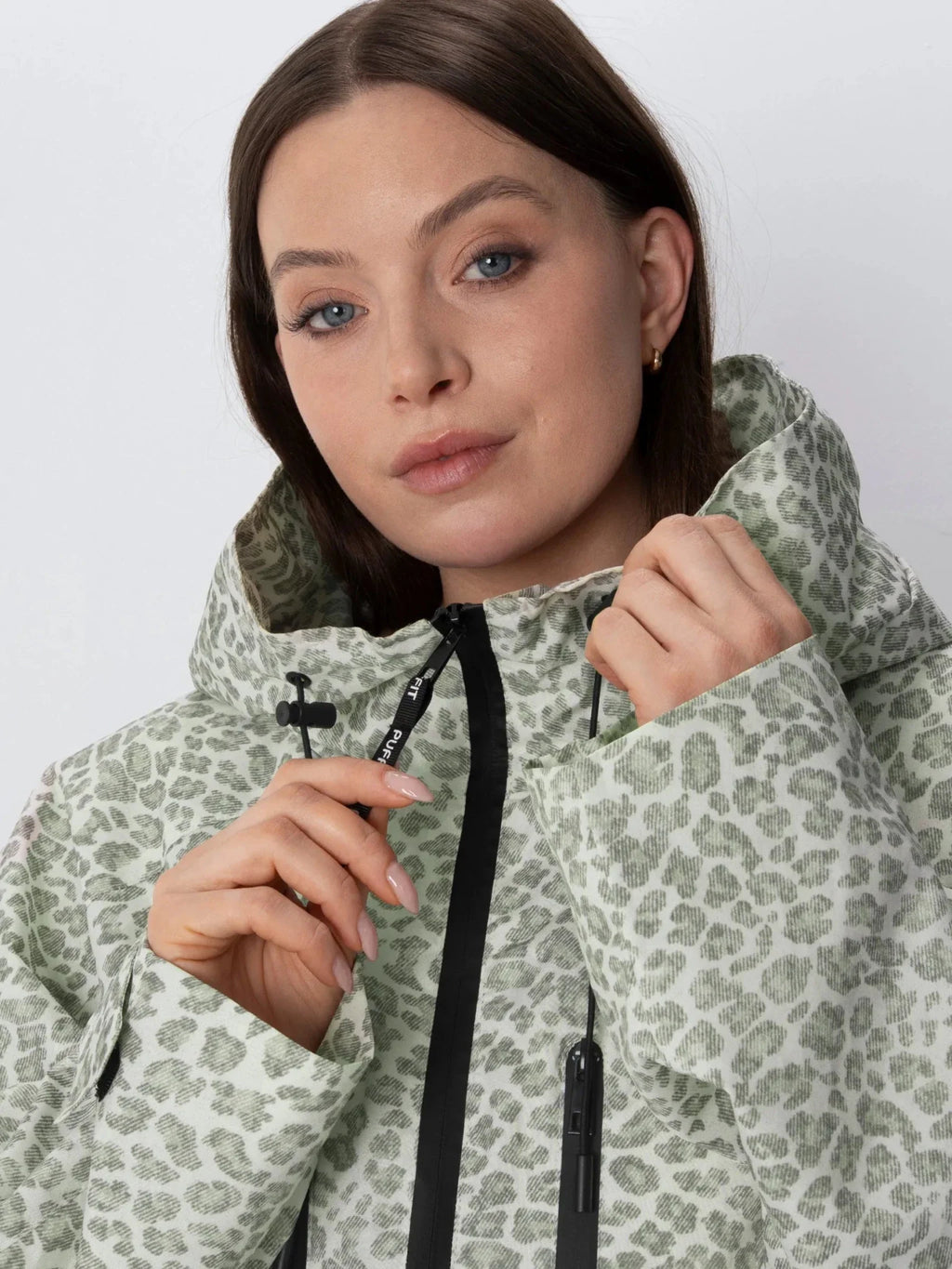 One Size Olive Leopard Short Oversized Rain Jacket