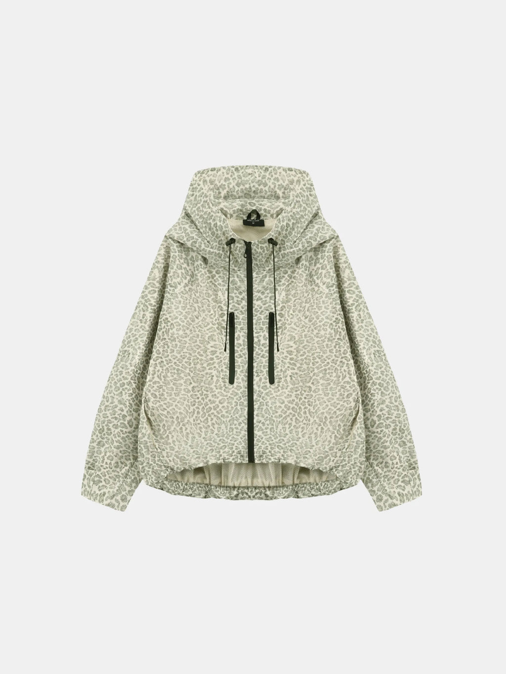 One Size Olive Leopard Short Oversized Rain Jacket