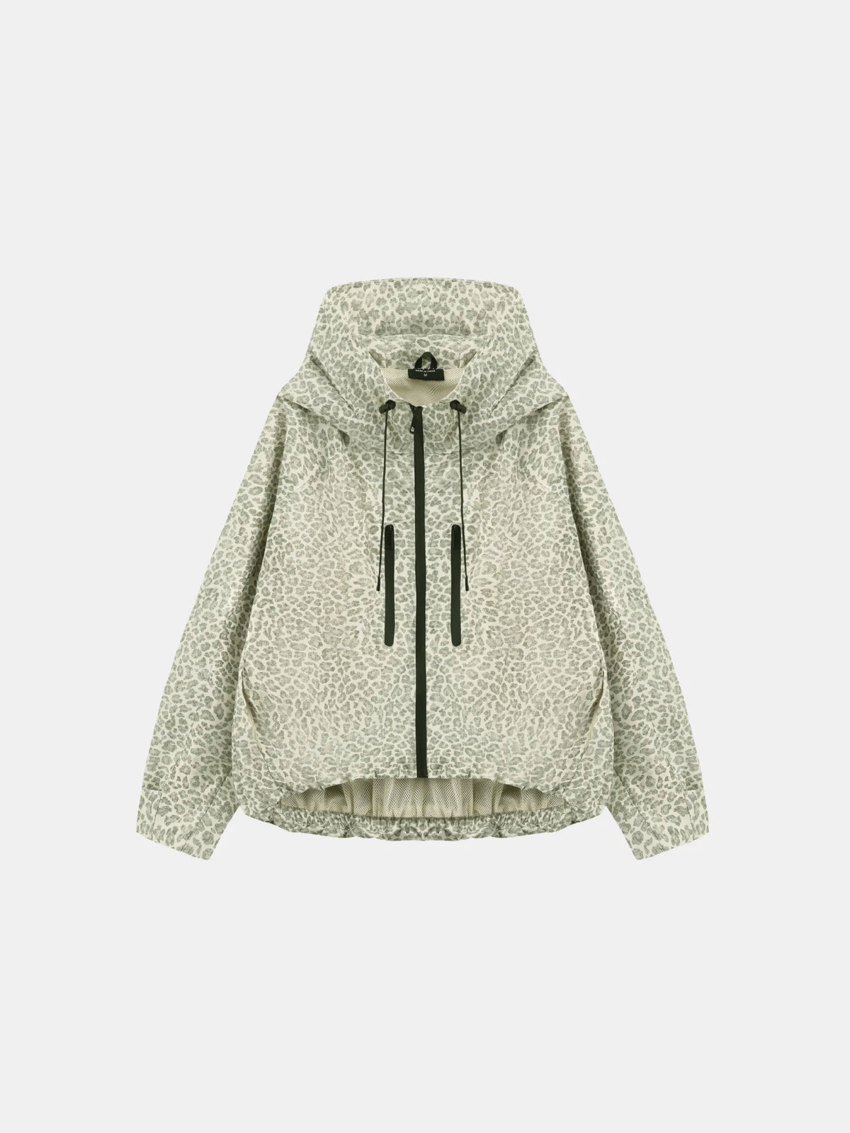 One Size Olive Leopard Short Oversized Rain Jacket