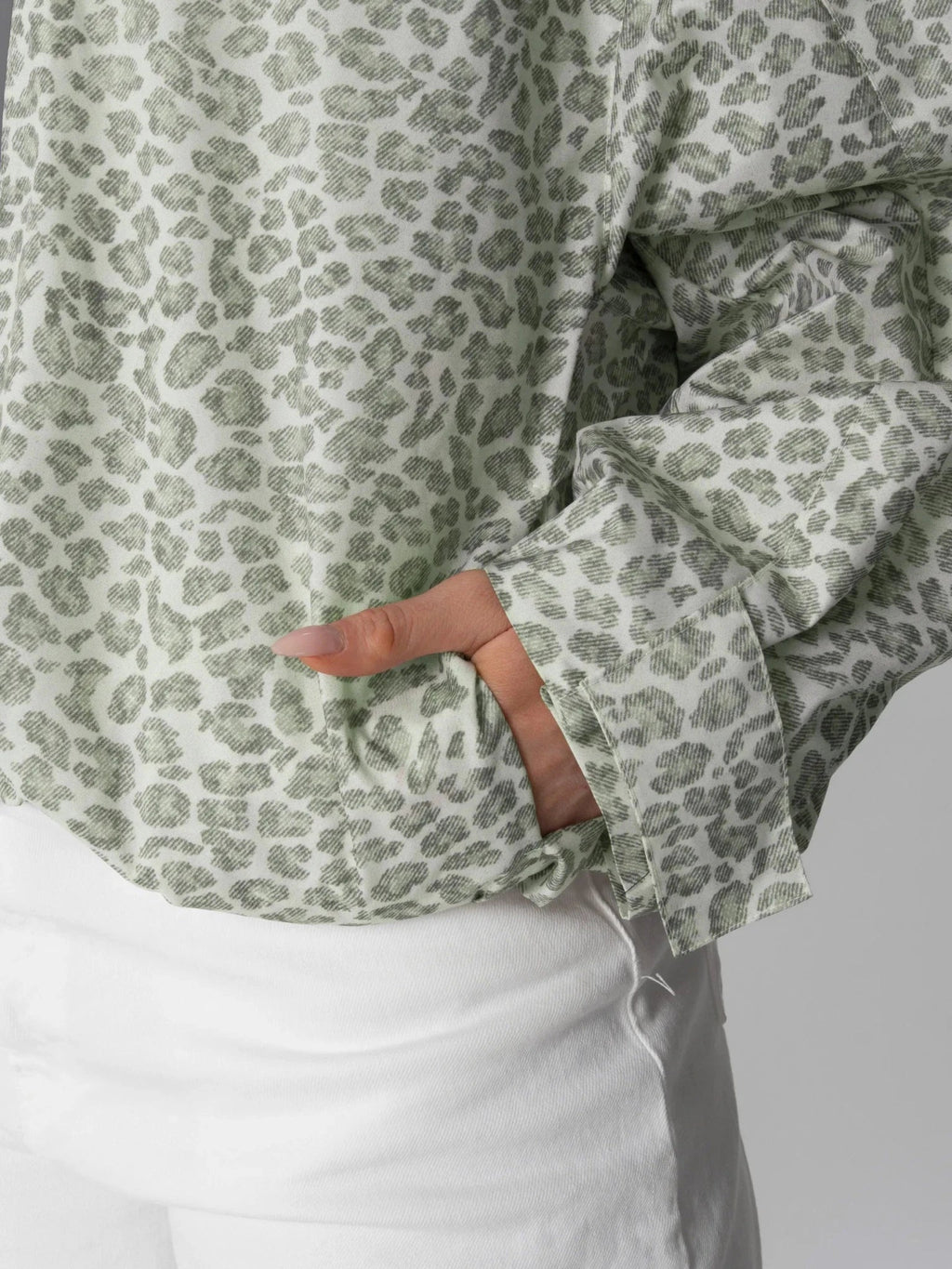 One Size Olive Leopard Short Oversized Rain Jacket
