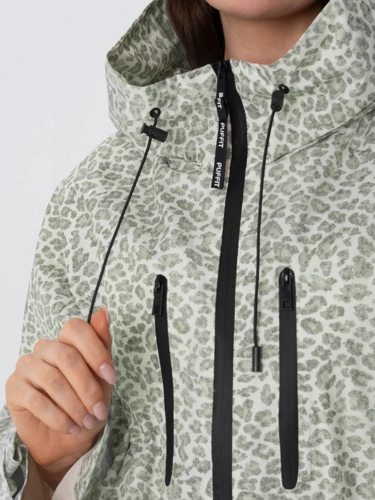 One Size Olive Leopard Short Oversized Rain Jacket