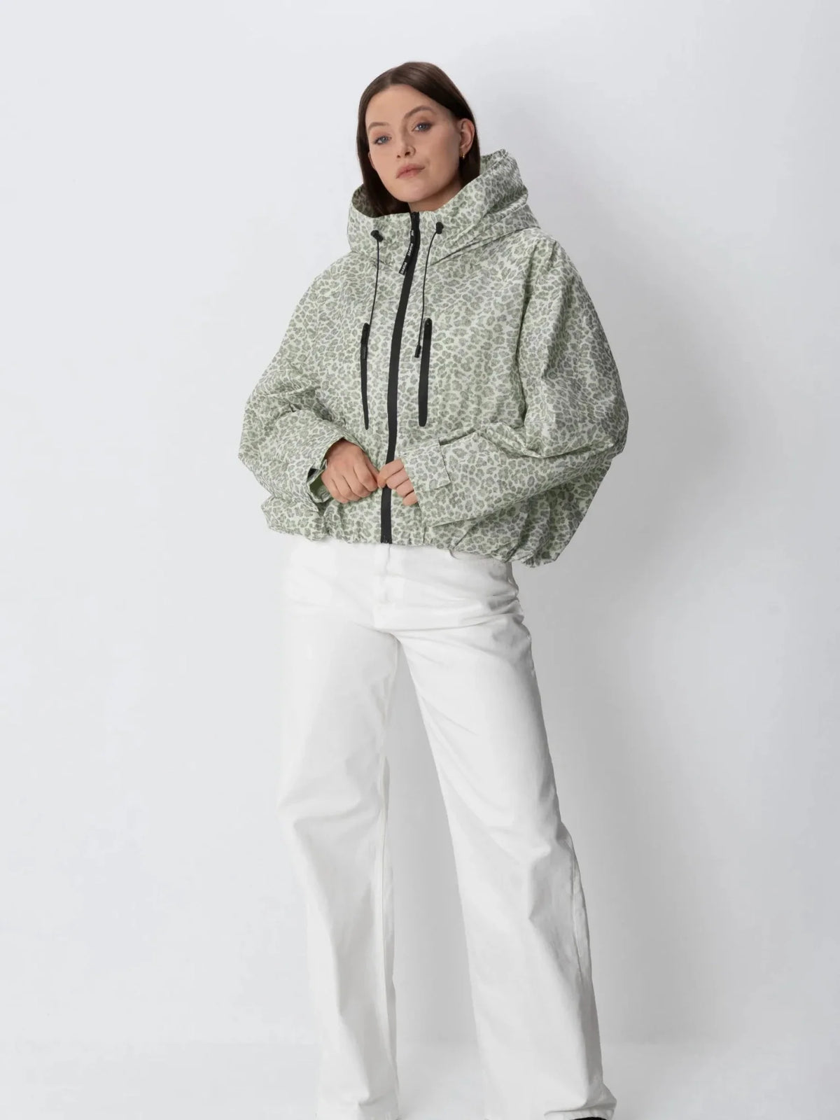 Premium Leopard Full Zip Rain Coat