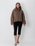 One Size Brown Check Short Oversized Rain Jacket
