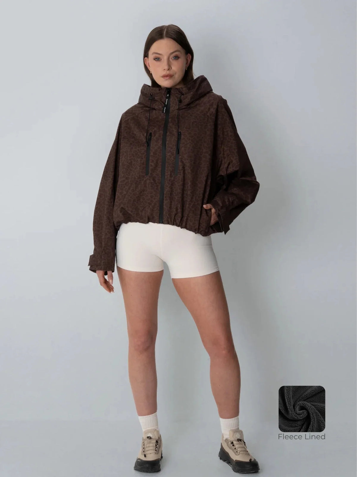 One Size Leopard Print Short Oversized Rain Jacket