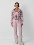 Pink Camo Cropped Detached Hooded Rain Jacket