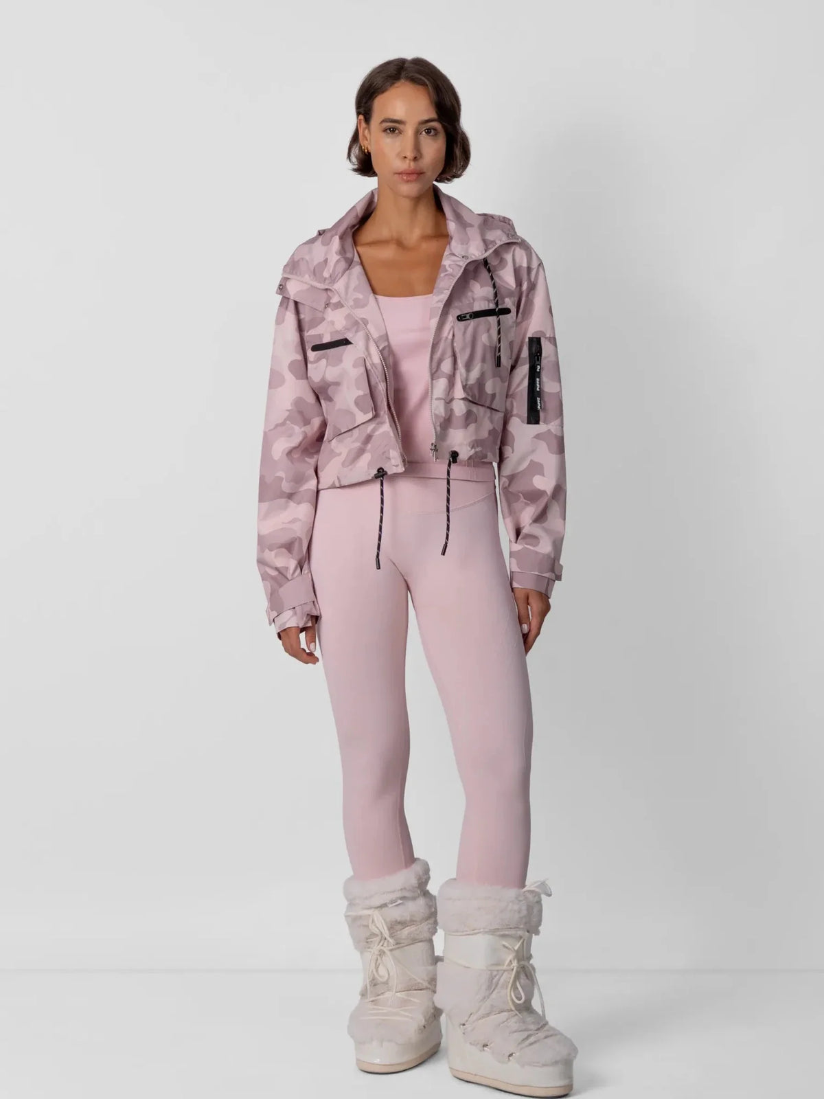 Mist Camo Cropped Detached Hooded Rain Jacket