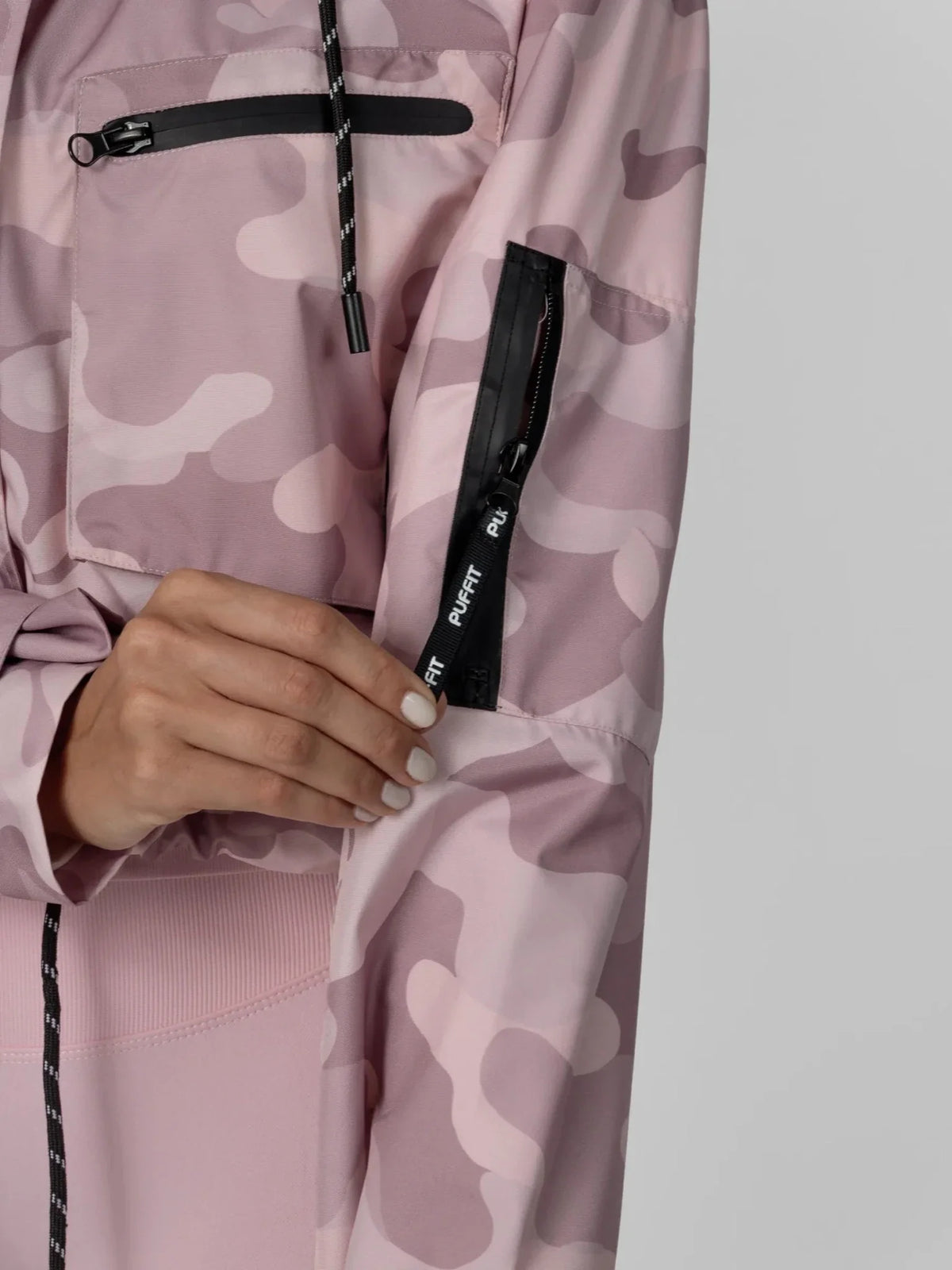 Pink Camo Cropped Detached Hooded Rain Jacket