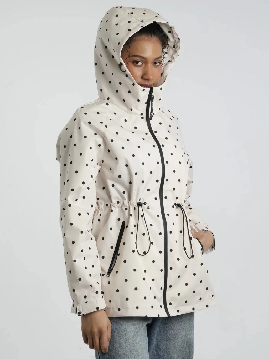 Polka Dot Full-Zip Rain Jacket