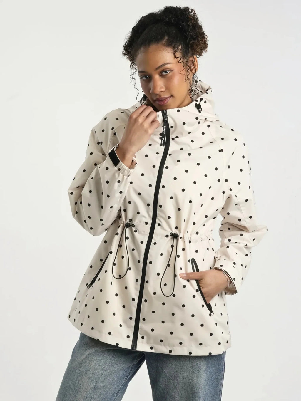 Polka Dot Full-Zip Rain Jacket