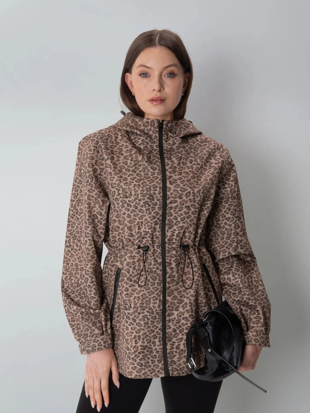 Premium Leopard Full Zip Rain Coat
