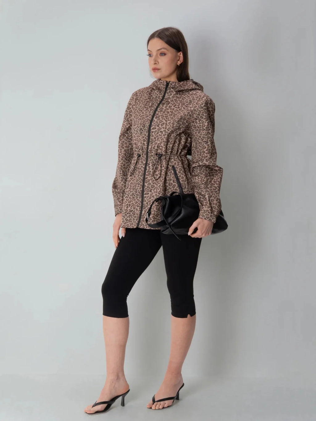 Premium Leopard Full Zip Rain Coat