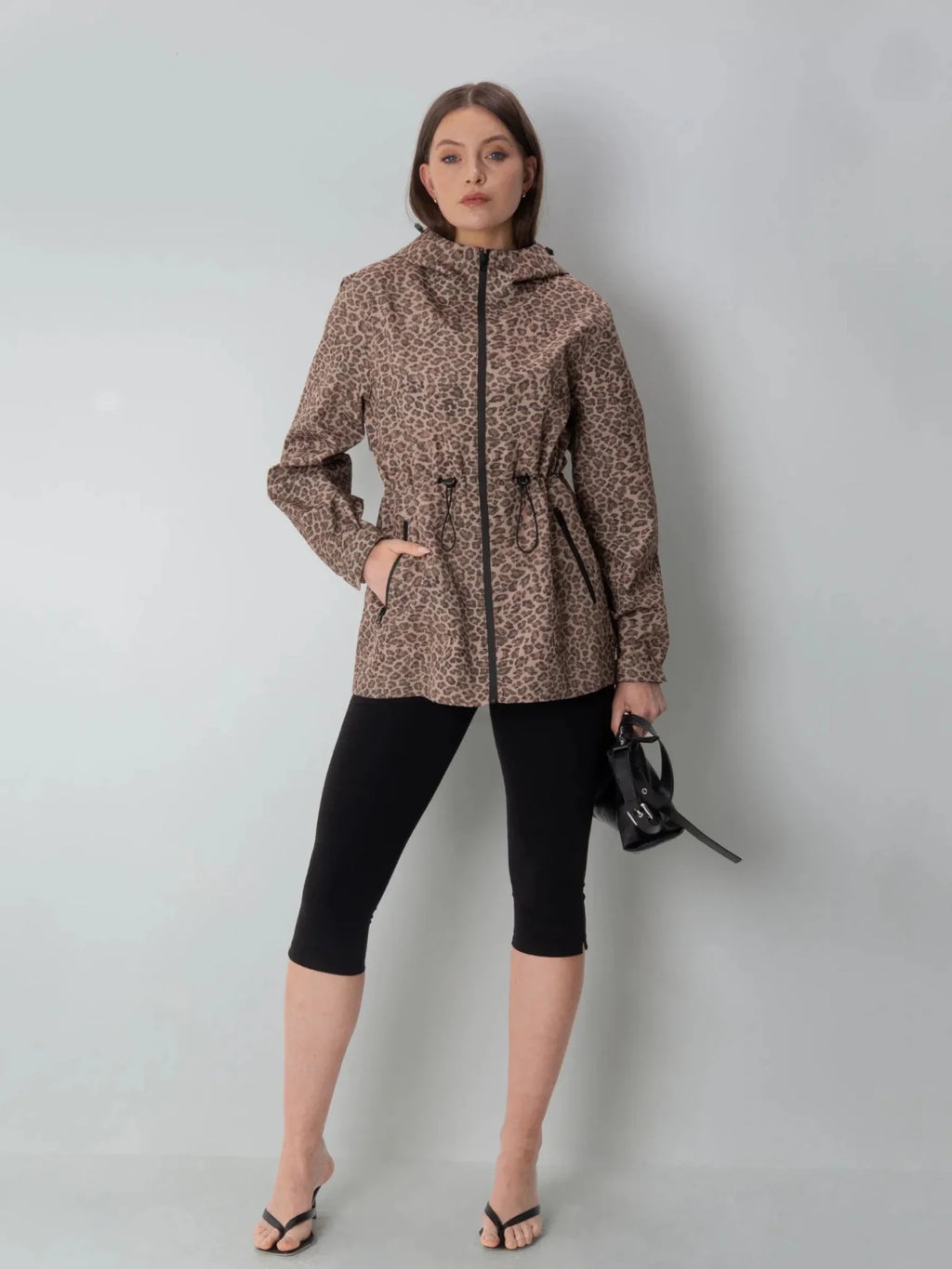 Premium Leopard Full Zip Rain Coat