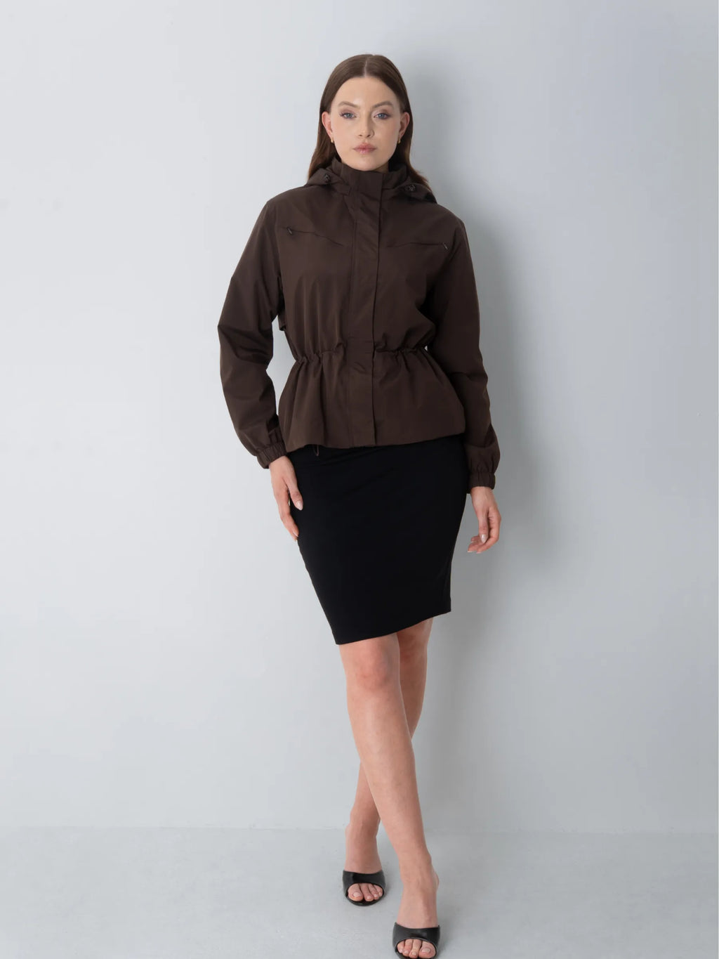 Short Drawstring Waist Rain Jacket